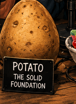 A potato labelled Potato — the solid foundation