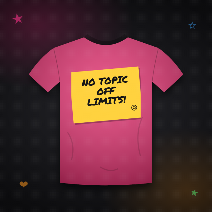 No Topic Off Limits! Tee — sample design mockup