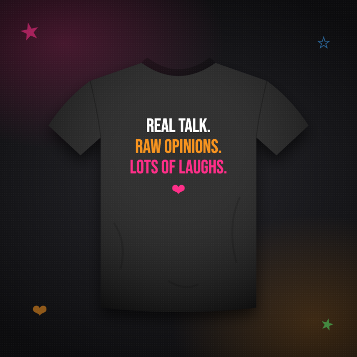 Real Talk. Raw Opinions. Lots of Laughs. Tee — sample design mockup