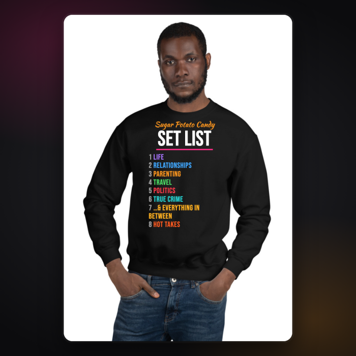 Set List Crewneck Sweatshirt — sample design mockup