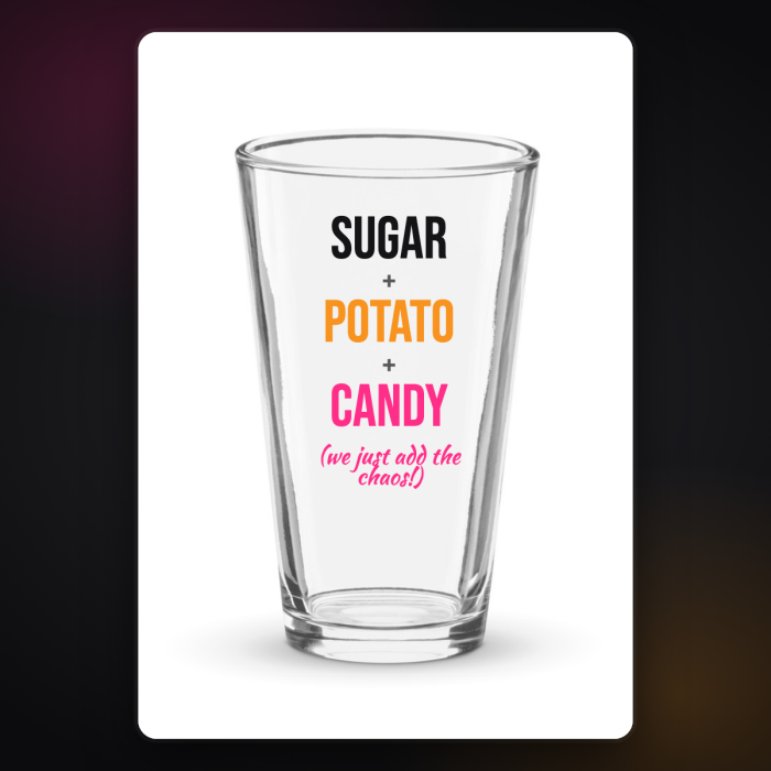 The Recipe Pint Glass — sample design mockup