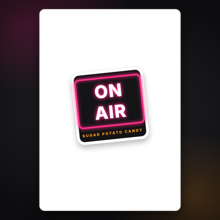 ON AIR Neon Sticker — sample design mockup