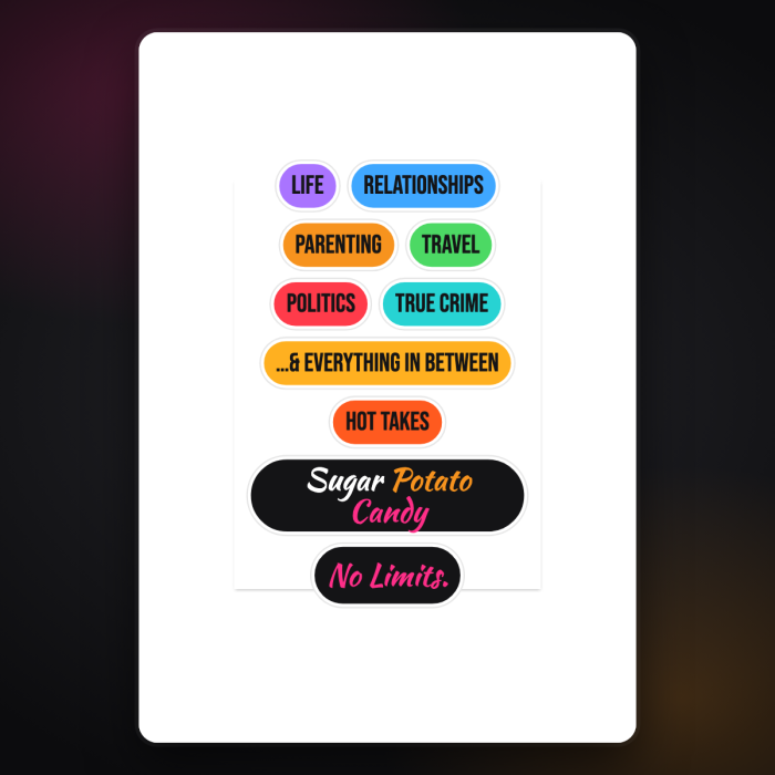 Set List Sticker Sheet — sample design mockup